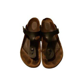 Birkenstock‎ Gizeh Birko Flor Black T-Strap Sandals Shoes Size 39  8-8.5